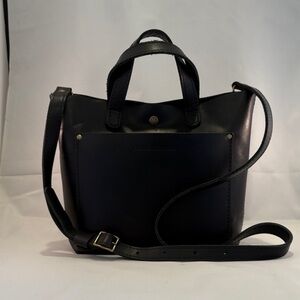 Portland Leather Black Mini Crossbody Tote